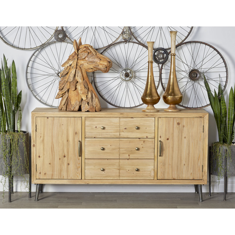 17 Stories Wooden 3 Drawers 1 Shelf and 2 Doors Light Brown Sideboard Reviews Wayfair